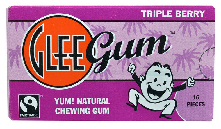 3 PACK of Glee Gum All Natural Chewing Gum Triple Berry -- 16 Pieces