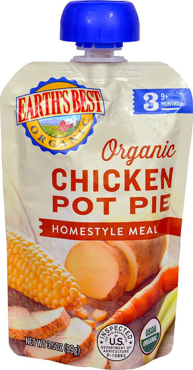 3 PACK of Earths Best Homestyle Meal Baby Food Stage 3 Organic Chicken Pot Pie -- 3.5 oz
