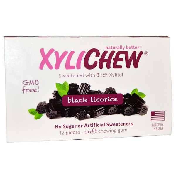 Xylichew Gum, Black Licorice, 12 Pieces