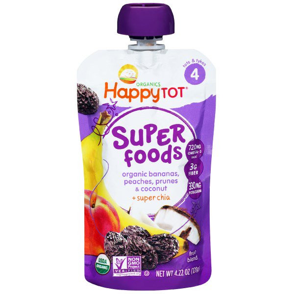 Nurture Inc. (Happy Baby), HappyTot, Organic SuperFoods, Bananas, Peaches, Prunes & Coconut + Superchia, 4.22 oz (120 g)