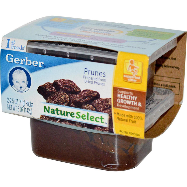 Gerber, 1st Foods, NatureSelect, Prunes, 2 Pack, 2.5 oz (71 g) Each