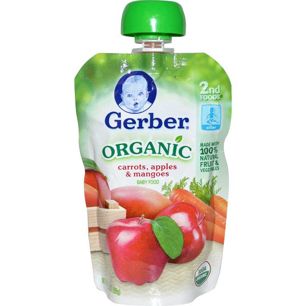 3 PACK of Gerber, 2nd Foods, Organic Baby Food, Carrots, Apples & Mangoes, 3.5 oz (99 g)