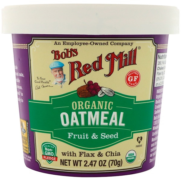 Bobs Red Mill, Organic Oatmeal Cup, Fruit & Seed with Flax & Chia, 2.47 (70 g)