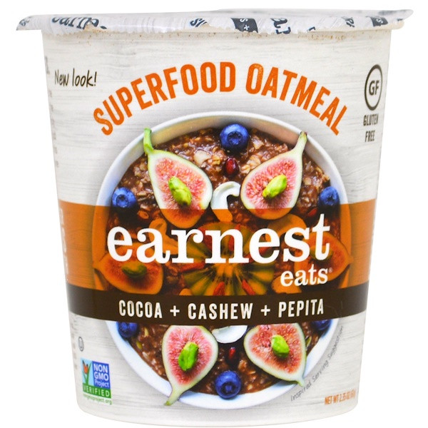 3 PACK of Earnest Eats Superfood Oatmeal Cup Gluten Free Cocoa Cashew Pepita -- 2.35 oz