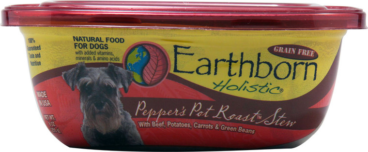 Earthborn Holistic, Natural Moist Food For Dogs Grain Free,  Peppers Pot Roast Stew - 9 oz