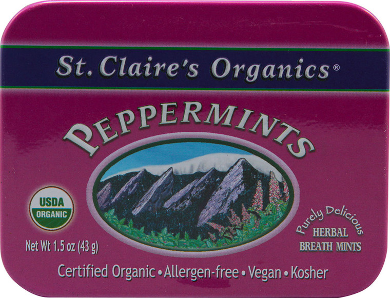 3 PACK of St. Claires Organics Peppermints Herbal Breath Mints -- 1.5 oz