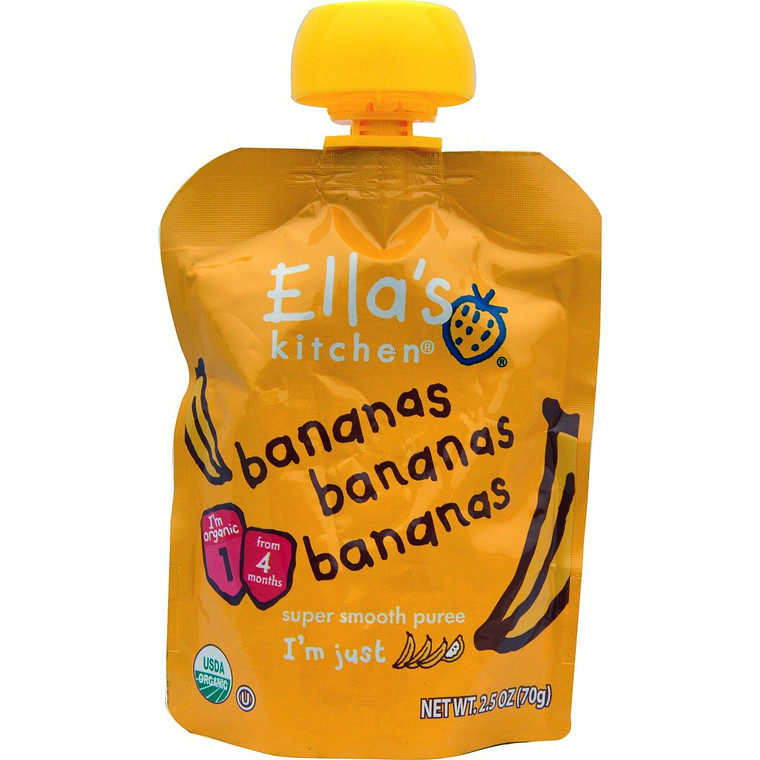 Ellas Kitchen, Bananas Bananas Bananas, Super Smooth Puree, 2.5 oz (70 g)