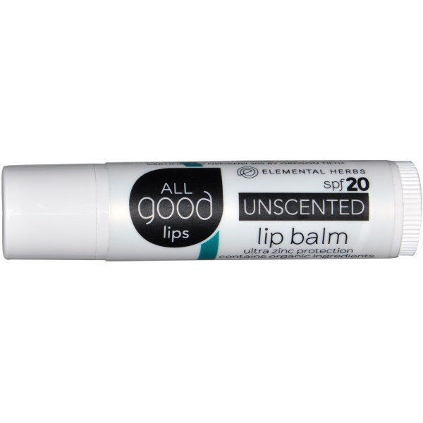 All Good Products, All Good Lips, Lip Balm, SPF 20, Unscented, 4.25 g (Discontinued Item)