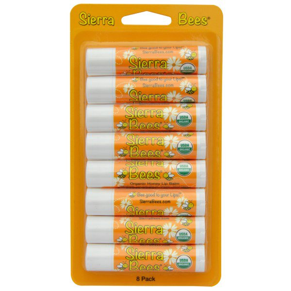 Sierra Bees, Organic Lip Balms, Honey, 8 Pack, .15 oz (4.25 g) Each