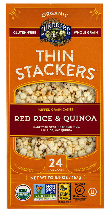 3 PACK of Lundberg Organic Thin Stackers Rice Cakes Red Rice & Quinoa -- 5.9 oz