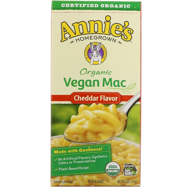 3 PACK of Annies Homegrown, Organic Vegan Mac, Cheddar Flavor, 6 oz (170 g)