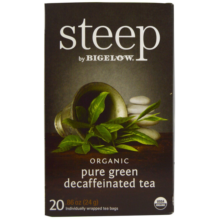 3 PACK OF Bigelow, Steep, Organic Pure Green Decaffeinated Tea, 20 Tea Bags, 0.86 oz (24 g)