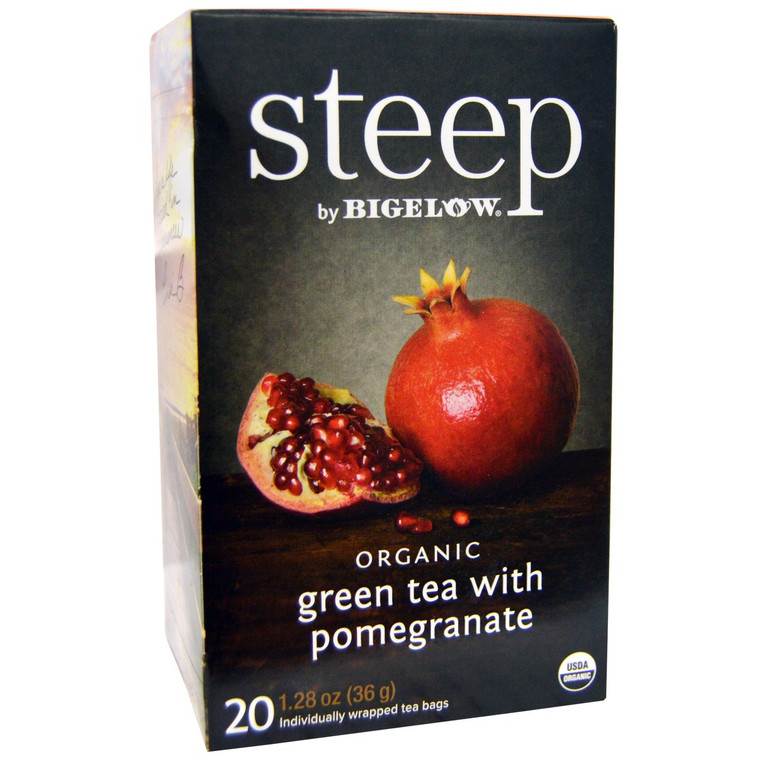 Bigelow, Steep, Organic Green Tea with Pomegranate, 20 Tea Bags, 1.28 oz (36 g)