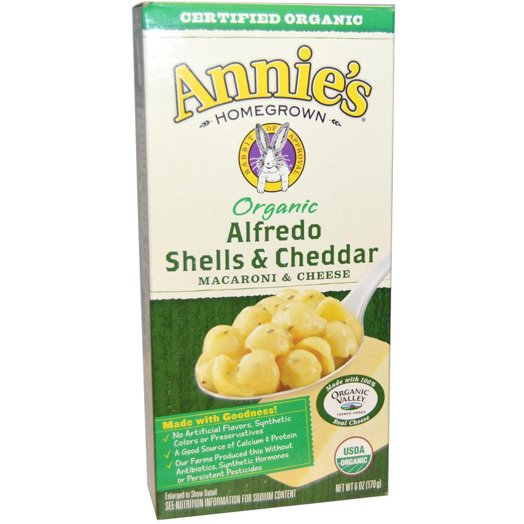 3 PACK of Annies Homegrown Organic Alfredo Shells & Cheddar Macaroni & Cheese -- 6 oz