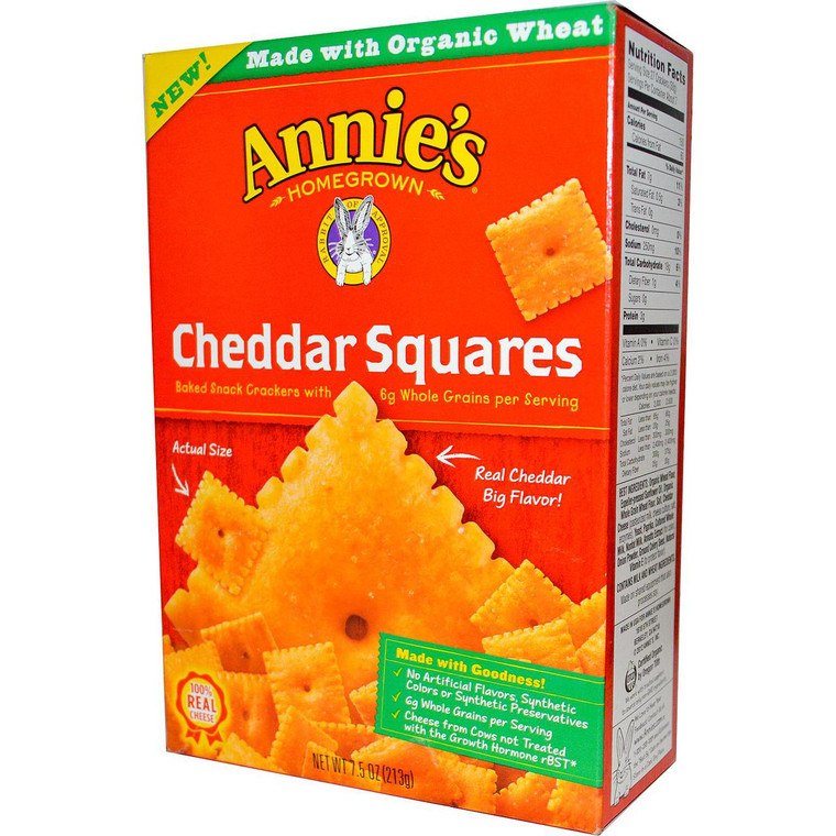 3 PACK of Annies Homegrown, Organic Cheddar Squares, Baked Snack Crackers, 7.5 oz (213 g)