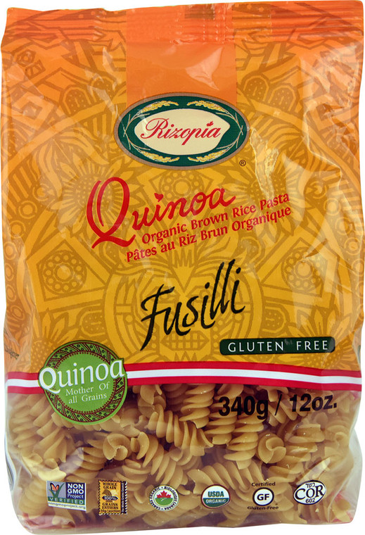 3 PACK of Rizopia Quinoa Organic Brown Rice Fusilli Pasta -- 12 oz