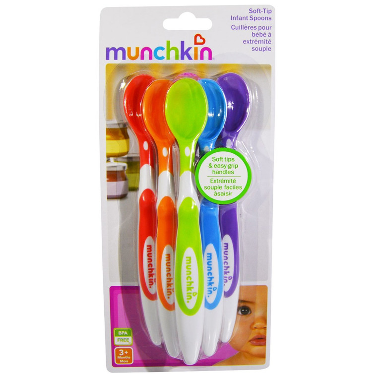 3 PACK of Munchkin Soft Tip Infant Spoons Multi-Color -- 6 Pack