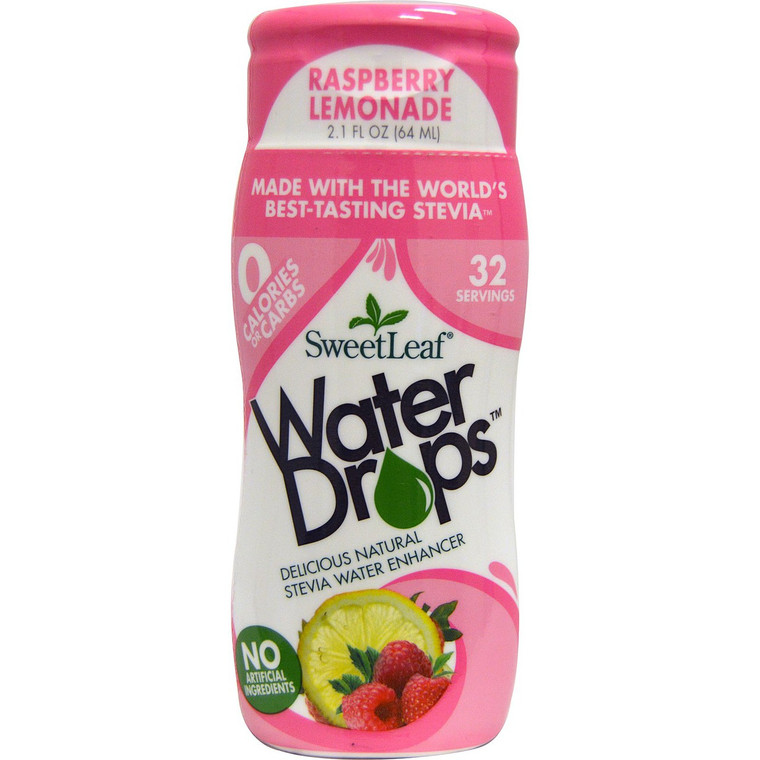 Wisdom Natural, SweetLeaf, Water Drops, Stevia Water Enhancer, Raspberry Lemonade, 2.1 fl oz (64 ml)