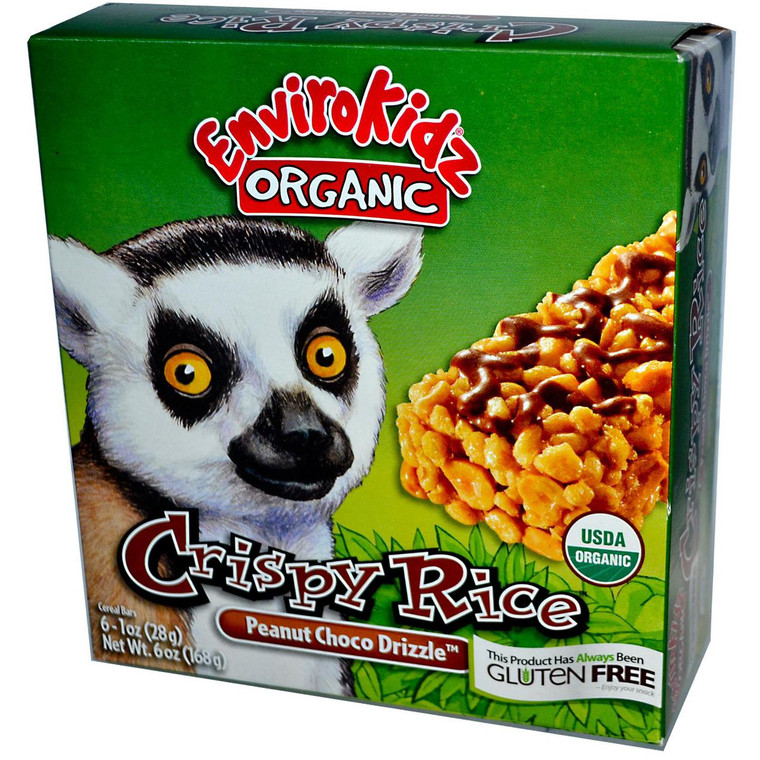 Natures Path, EnviroKidz Organic, Crispy Rice Cereal Bars, Peanut Choco, 6 Bars, 1 oz (28 g) Each