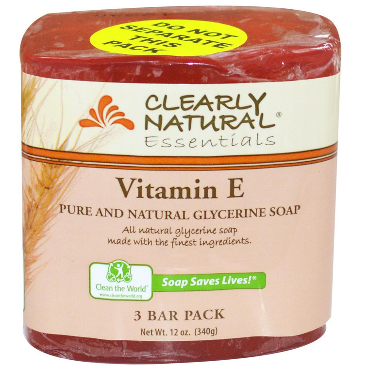3 PACK of Clearly Natural Vitamin E Soap -- 3 Bar Pack