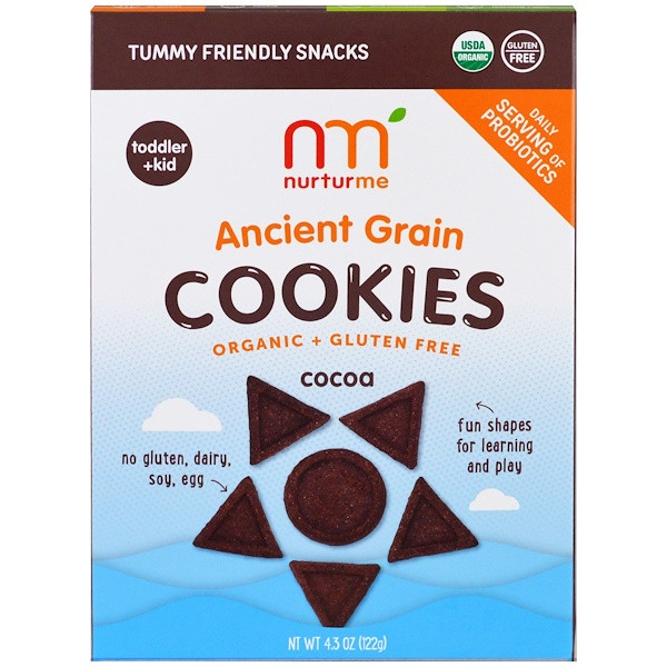 NurturMe, Organic Ancient Grain Cookies, Toddlers & Kids, Cocoa, 4.3 oz (122 g)