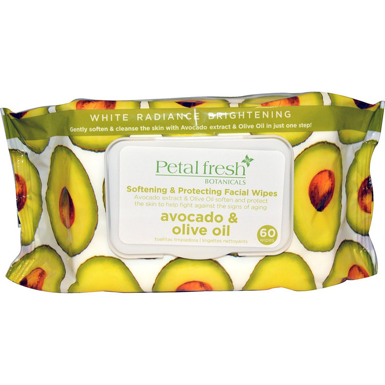 Petal Fresh, Softening & Protecting Facial Wipes, Avocado & Olive Oil, 60  Wipes (5 PACK)