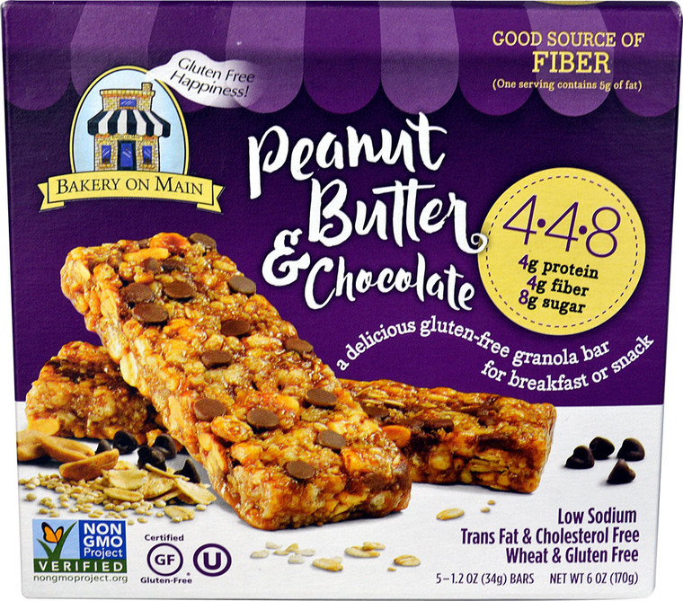 3 PACK of Bakery On Main Gluten Free Granola Bars Peanut Butter & Chocolate -- 5 Bars