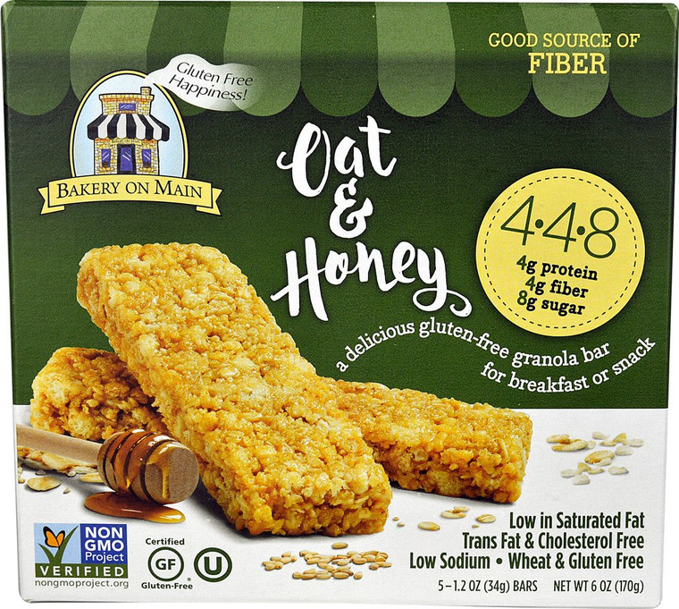 3 PACK of Bakery On Main Gluten Free Granola Bars Oat & Honey -- 5 Bars