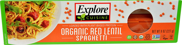 3 PACK of Explore Cuisine Organic Red Lentil Spaghetti -- 8 oz
