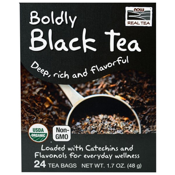 3 PACK OF Now Foods, Organic Real Tea, Boldly Black Tea, 24 Tea Bags, 1.7 oz (48 g)