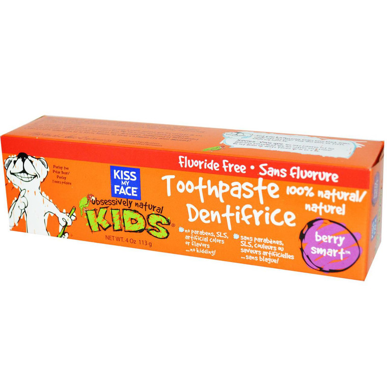 3 PACK OF Kiss My Face, Obsessively Kids, Toothpaste, Fluoride Free, Berry Smart, 4 oz (113 g)