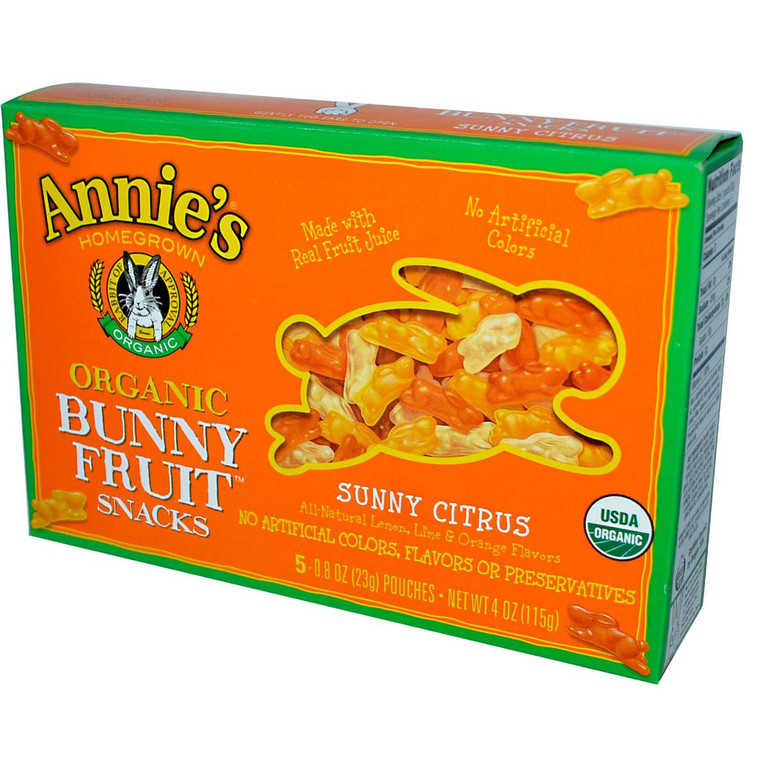 3 PACK of Annies Homegrown Organic Bunny Fruit Snacks Sunny Citrus -- 5 Pouches