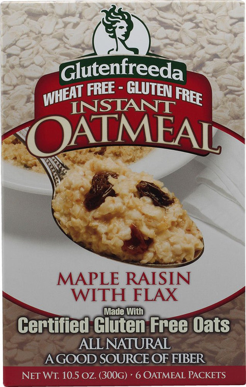3 PACK of Glutenfreeda Gluten Free Instant Oatmeal Maple Raisin with Flax -- 8 Packets