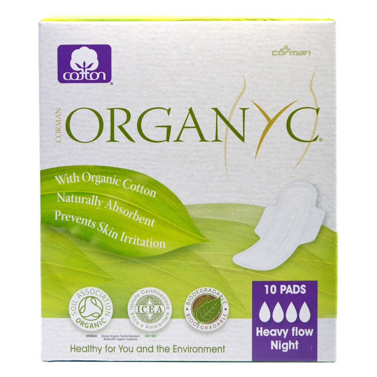 3 PACK of Organyc, Organic Cotton Pads, Heavy Flow, 10 Pads