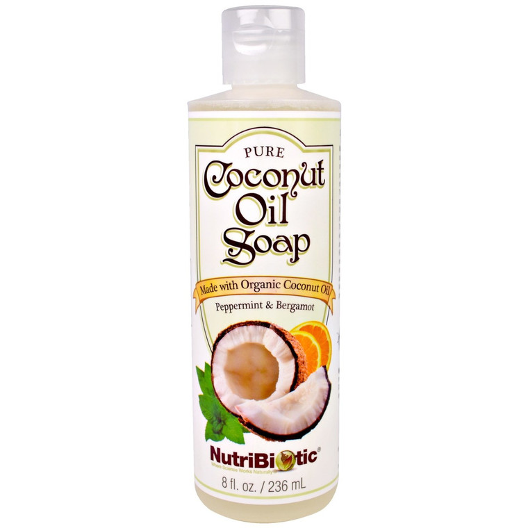 NutriBiotic, Pure Coconut Oil Soap, Peppermint & Bergamot, 8 fl oz (236 ml)
