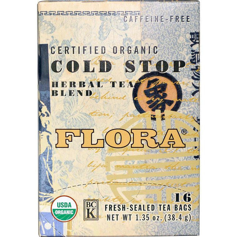 Flora, Certified Organic Cold Stop Tea, Caffeine-Free, 16 Tea Bags, 1.35 oz (38.4 g)