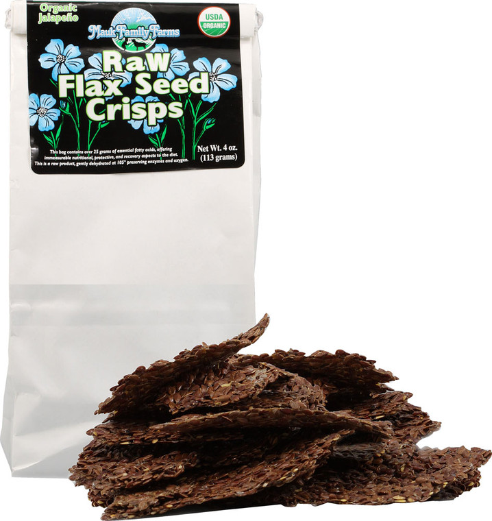 3 PACK of Mauk Family Farms Raw Flax Seed Crisps Organic Jalapeno -- 4 oz