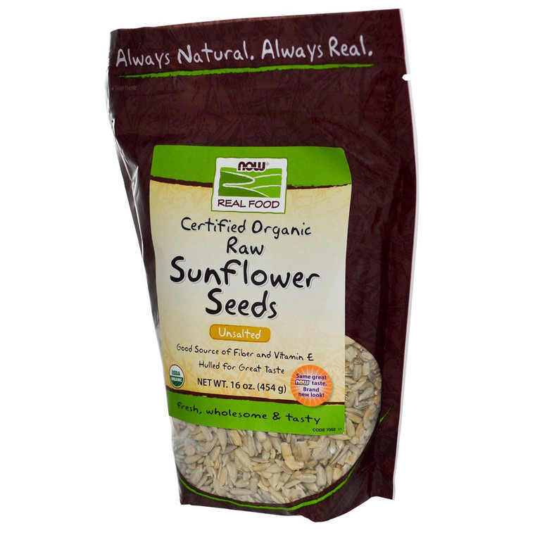 3 PACK of NOW Real Food Organic Raw Sunflower Seeds Unsalted -- 16 oz