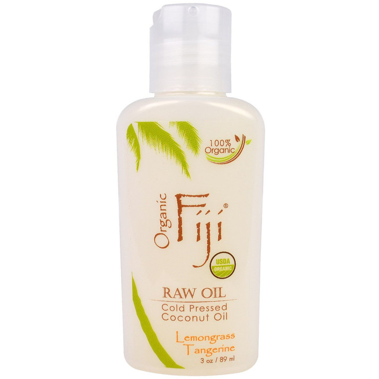 Organic Fiji, Organic Raw Oil, Cold Pressed Coconut Oil, Lemongrass Tangerine, 3 oz (89 ml)