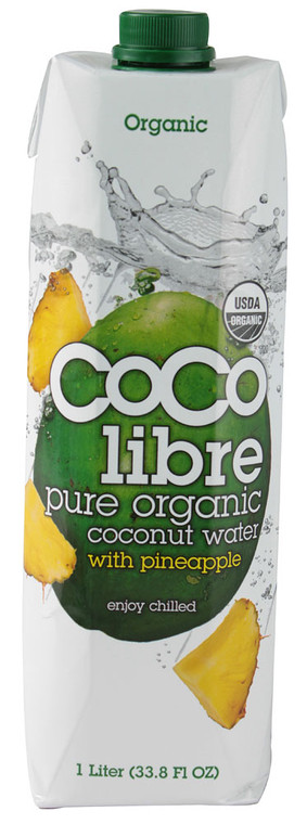 Coco Libre, Pure Organic Coconut Water,  Pineapple - 33.8 fl oz