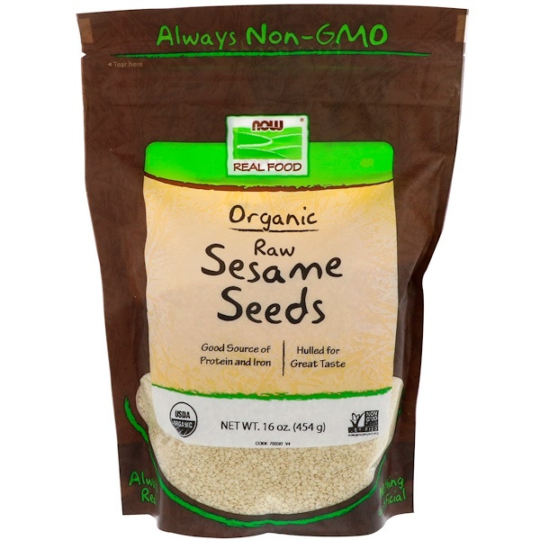 3 PACK of NOW Real Food Organic Sesame Seeds -- 16 oz