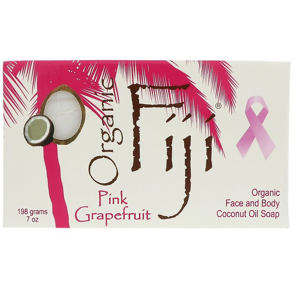 Organic Fiji, Organic Face and Body Coconut Oil Soap Bar, Pink Grapefruit, 7 oz (198 g)
