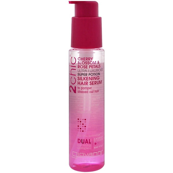 3 PACK of Giovanni, 2chic, Ultra-Luxurious Super Potion Silkening Hair Serum, Cherry Blossom & Rose Petals, 2.75 fl oz (81 ml)