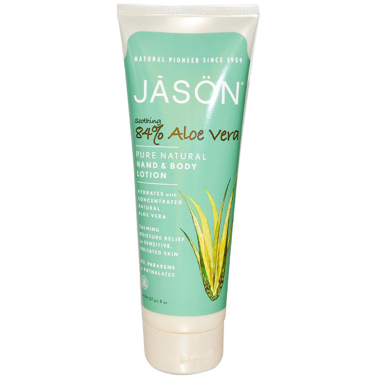3 PACK of Jason Natural, Pure Natural Hand & Body Lotion, Soothing 84% Aloe Vera, 8 oz (227 g)
