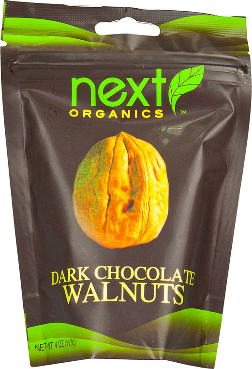 3 PACK of Next Organics Dark Chocolate Covered Snacks Walnuts -- 4 oz