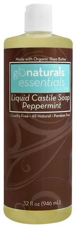 3 PACK of Vitaco - Glonaturals Essentials Collection Peppermint Liquid Castile Soap -- 32 fl oz