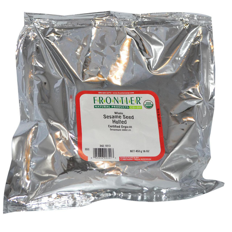 3 PACK of Frontier Natural Products Organic Whole Sesame Seed Hulled -- 16 oz