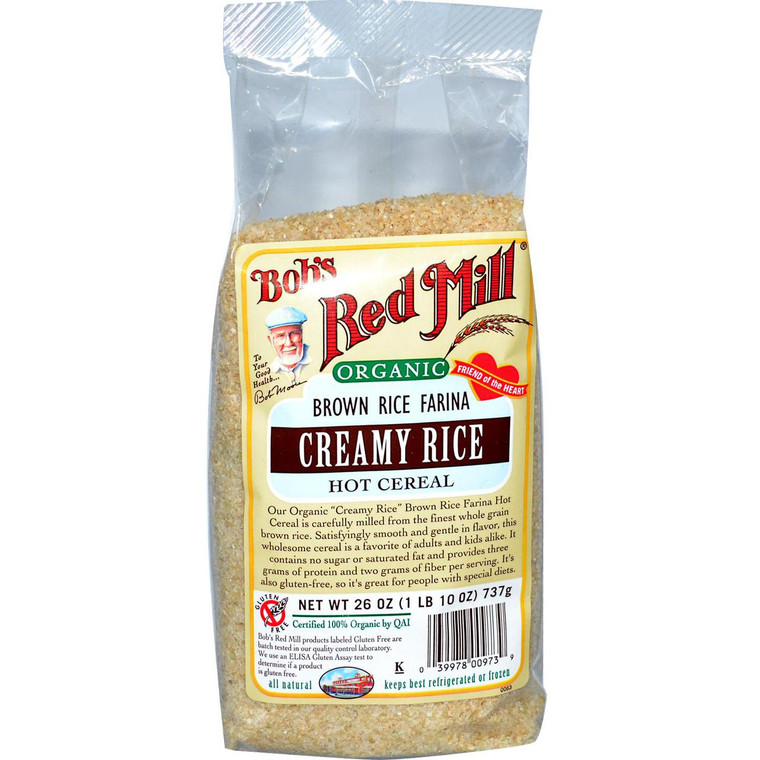 Bobs Red Mill, Organic Brown Rice Farina, Creamy Rice, Hot Cereal, 26 oz (737 g)