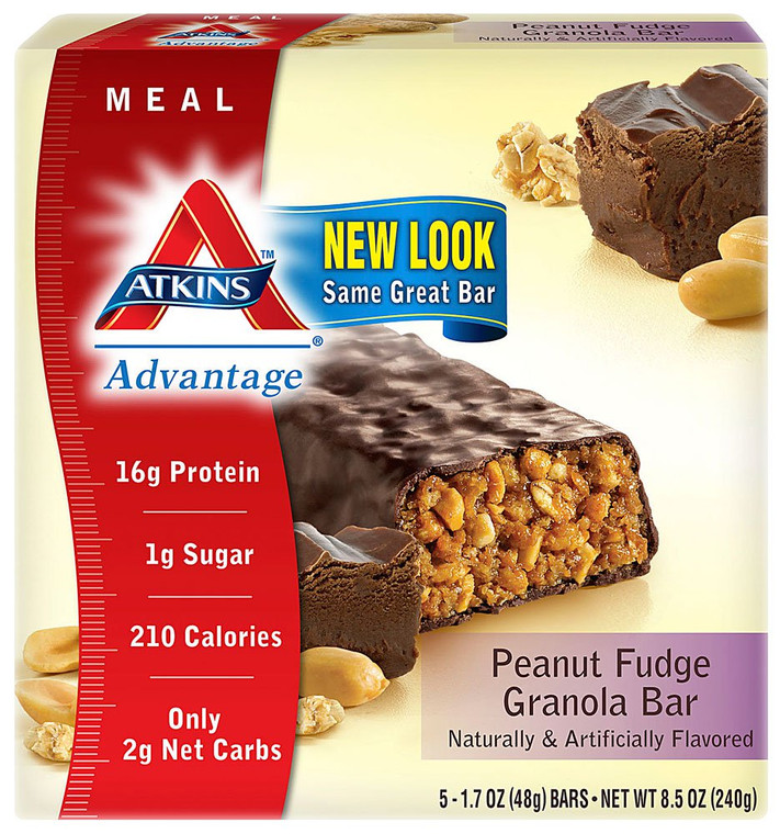 3 PACK of Atkins Peanut Fudge Granola Fudge -- 5 Bars
