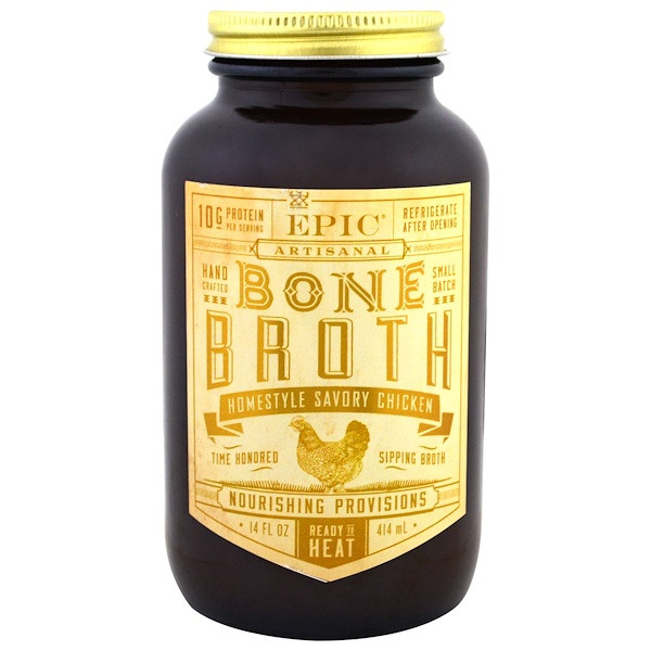 Epic Bar, Artisanal Bone Broth, Homestyle Savory Chicken, 14 fl oz (414 ml)